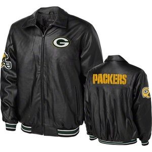 NFL Packers Faux Leather Jacket